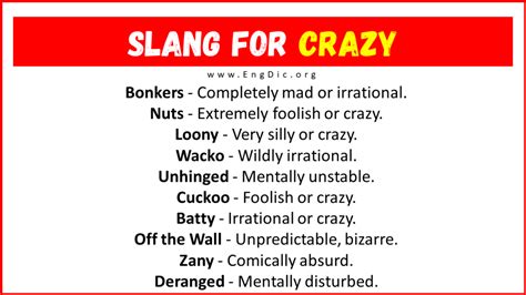 slang for lunatic.